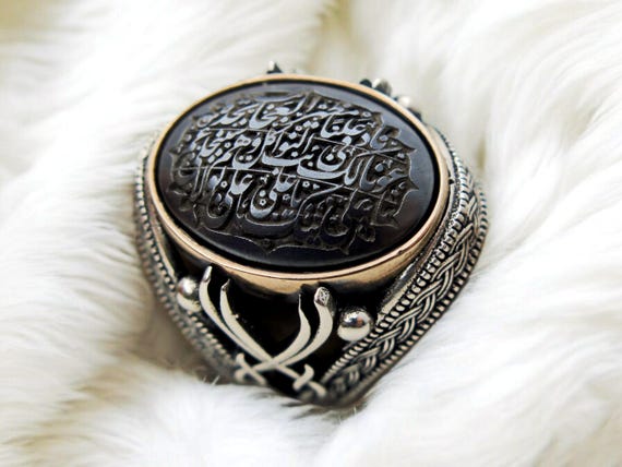 は*る様 SMITH MARRYAT MR7 彫金 Engraving Arab Arabic Islamic Hematite Hadid Sterling Silver 925 Man Ring