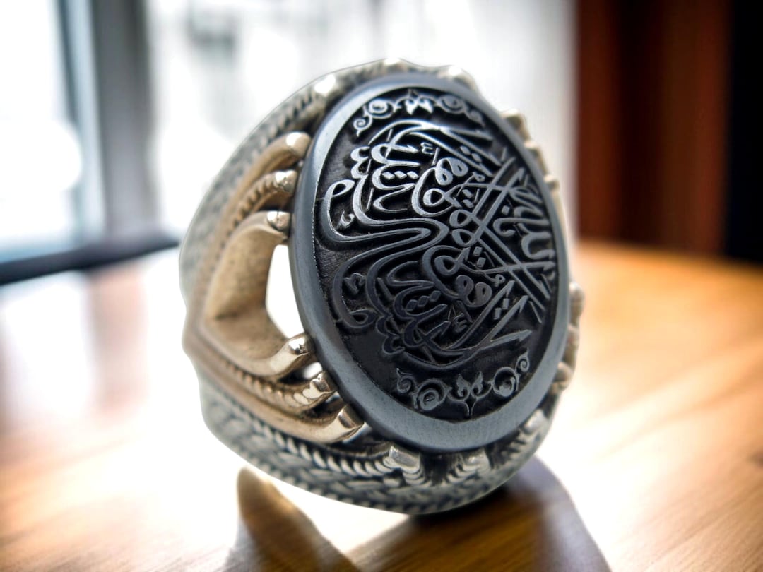 Hawla Rings Sterling Silver Hematite Ring: