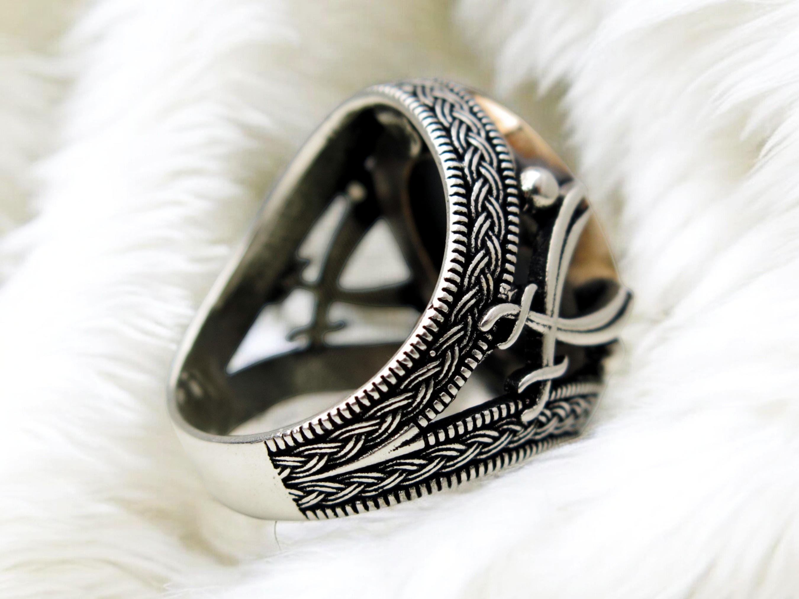 は*る様 SMITH MARRYAT MR7 彫金 Engraving Arab Arabic Islamic Hematite Hadid Sterling Silver 925 Man Ring