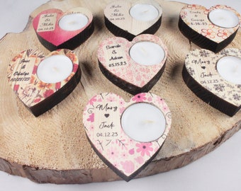 50pcs,Personalized Heart Candle,Candle Favors for Guests Candle Favors, Personalized Gifts, Bridal Shower Favors, Rustic Wedding Favors