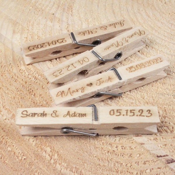 Wedding clothespins,Personalized wooden clothespins,Party Favor clothespins,Customized clothespins Baby shower clothespins,Table decor