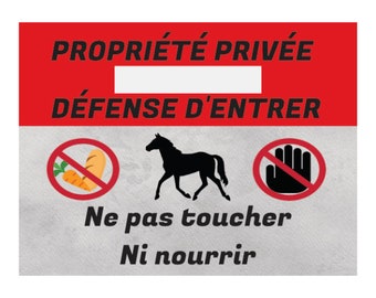 Plaque de mise en garde pour cheval - Défense d'entrer dans le pré des poneys