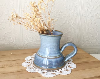 Pottery vase, rustic blue vase, pottery flower pot
