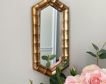 Small gilt mirror in faux bamboo, 1970s style, Hollywood Regency decor