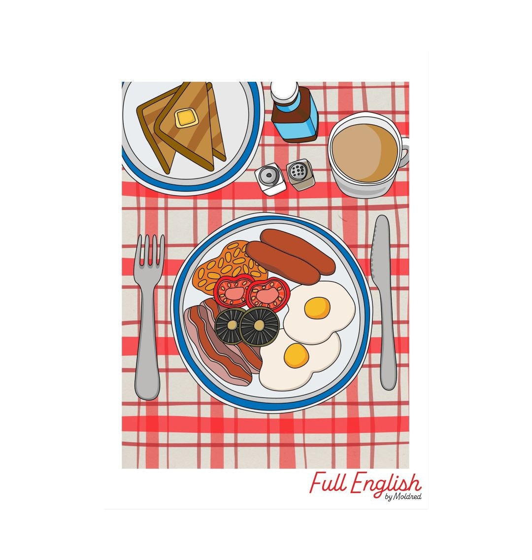 Large Full English Breakfast Art Print - Etsy