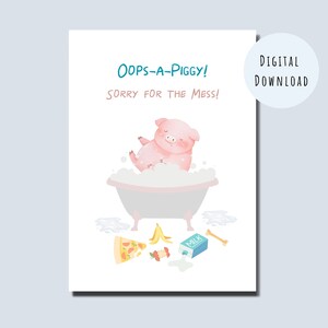 Ops-a-Piggy! Dispiace per la confusione! - Biglietto scusa stampabile - Biglietto di scuse divertente - Biglietto digitale Perdonami - Regalo scusa - Biglietto salvadanaio