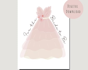 Elegant Bridal Shower Card: Bride-to-Be Dress Design (Digital Download)