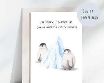 Penguins Apology Card – Mend Frosty Feelings (Digital Download)