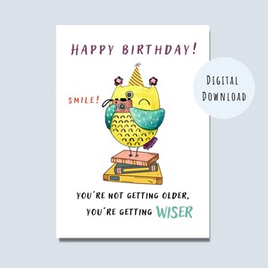 Funny Owl Birthday Card: Wise Birthday Wishes (Digital Download)