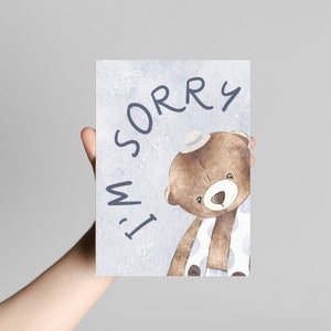 Druckbare niedliche Teddy Bär Entschuldigung Karte Digitale Entschuldigung Karte Es tut mir leid Karte Sofort Download Bild 2