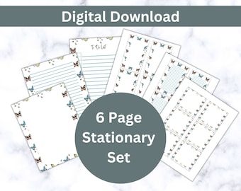 Printable stationary, Printable writing paper, Butterfly letter paper, Note paper, printable to do list, writing set, printable writing set