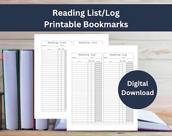 Library Card Bookmarks, Printable Bookmarks, Digital Download, Reading List, Reading Log, Book Tracker, Vintage Library Bookmark, Reading