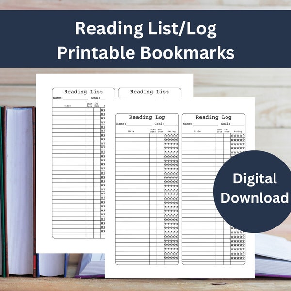 Library Card Bookmarks, Printable Bookmarks, Digital Download, Reading List, Reading Log, Book Tracker, Vintage Library Bookmark, Reading