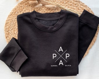 Sweat PAPA personnalisé, cadeau pour le meilleur papa, cadeau de fête des pères, pull papa avec noms d'enfants, monogramme papa, cadeau papa, minimaliste