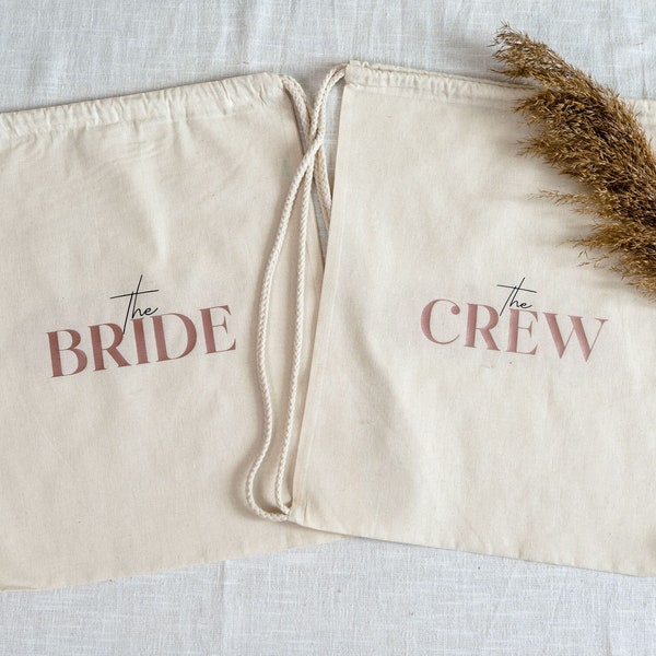 Minimalist Team Bride Bags | Cotton Bachelorette Party Bags | Gym bag | Bridal Bags | Wedding Gift Bride Bridesmaids | Hen Do Party Bags