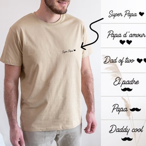 T-shirt papa personnalisé - T-shirt personnalisé pour papa - Cadeau pour la fête des pères - Faire-part de grossesse - El Padre - Papa D'amour - Minimaliste