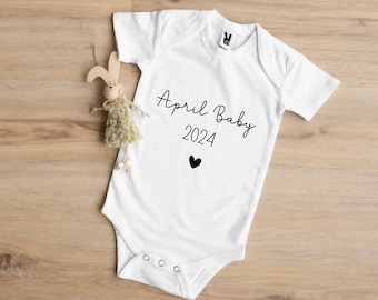 Personalisierter Baby Body, Body mit Motiv, Babykörper mit Wunschtext, Schwangerschaftsanzeige, Strampelanzug Mädchen Junge, Geburtsüberraschung, Geburtsgeschenk