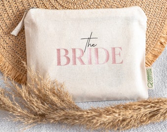 Bridesmaids gifts, Organic make up bag, Wedding favours, Bridesmaid proposal cosmetics bag, Bride & team bride pouch bag, Minimalist gifts