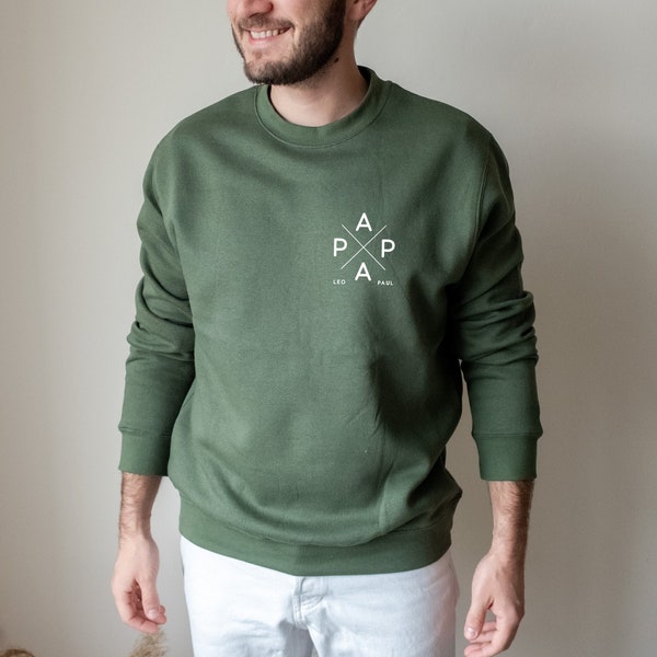 Sudadera PAPA personalizada, Regalo para el mejor papá, Regalo del día del padre, Suéter de papá con nombres de niños, Monograma de papá, Regalo de papá, Minimalista