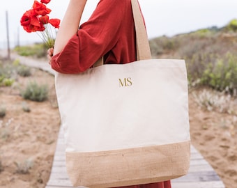 Personalised initials jute bag - Custom monogram bag - Custom shopper tote - Mother's day - Bride & Bridesmaids Gifts - Hen party gifts