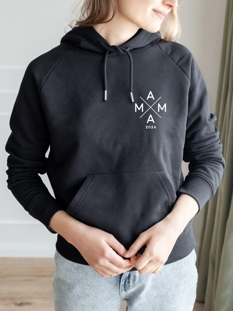 Sweat-shirt MAMA personnalisé avec prénoms d'enfants, sweat à capuche bio pour maman, cadeau pour la meilleure maman, fête des mères, révélation de grossesse, cadeau minimaliste pour maman image 2