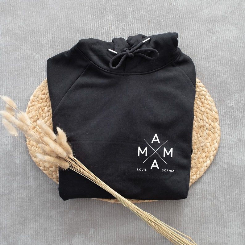 Sweat-shirt MAMA personnalisé avec prénoms d'enfants, sweat à capuche bio pour maman, cadeau pour la meilleure maman, fête des mères, révélation de grossesse, cadeau minimaliste pour maman image 5