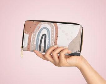 Large Boho Zipper Wallet, Vegan Leather Gift, Women’s Unique Wallet, Card Holder, Work Bag  Wallet, Zipper Coin Pouch, Cute Purse Wallet Mom