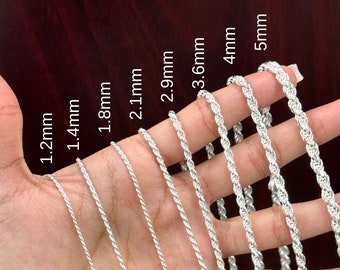 .925 Sterling Silver Singapore Chain – Rhodium Plated – 1.5mm – Made In Italy
