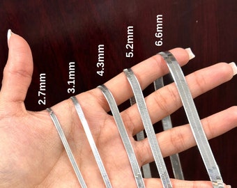 Catena a spina di pesce in argento sterling 925/Lucidatura elevata/2,7 mm, 3,1 mm, 4,3 mm, 5,2 mm, 6,6 mm, 8,7 mm, 11,4 mm o 14,5 mm