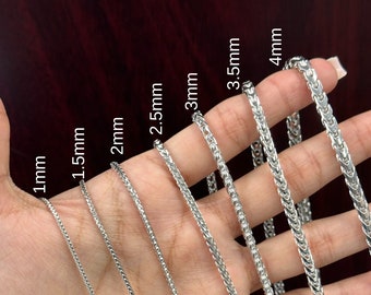 Solid Franco Chain | Rhodium Plated over 925 Sterling Silver | ALL SIZES 16”, 18", 20", 22", 24"