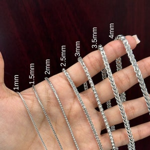 Solid Franco Chain | Rhodium Plated over 925 Sterling Silver | ALL SIZES 16”, 18", 20", 22", 24"