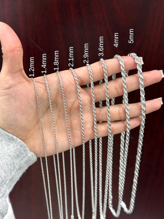 Rope Chain | Rhodium plated over 925 Sterling Silver | Rhodium Plated | ALL SIZES  16”, 18", 20", 22", 24"