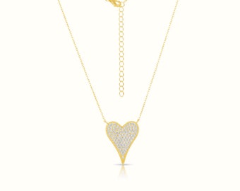 Collar NINA - Corazón con pavé de circonitas cúbicas / Plata de ley 925 / El mejor regalo
