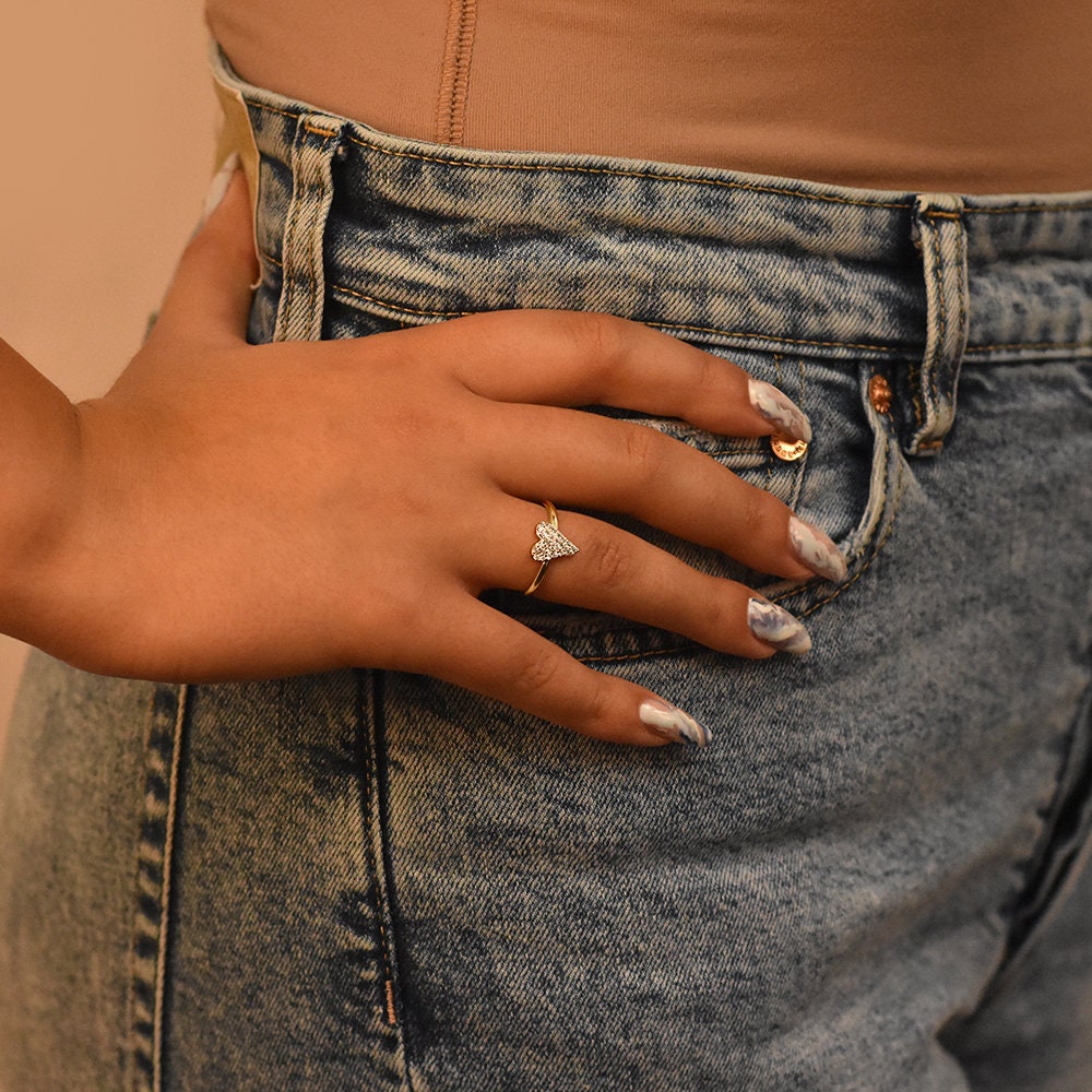 The BALLET Ring - CZ Heart Ring | Gold Plated Over 925 Sterling Silver ...