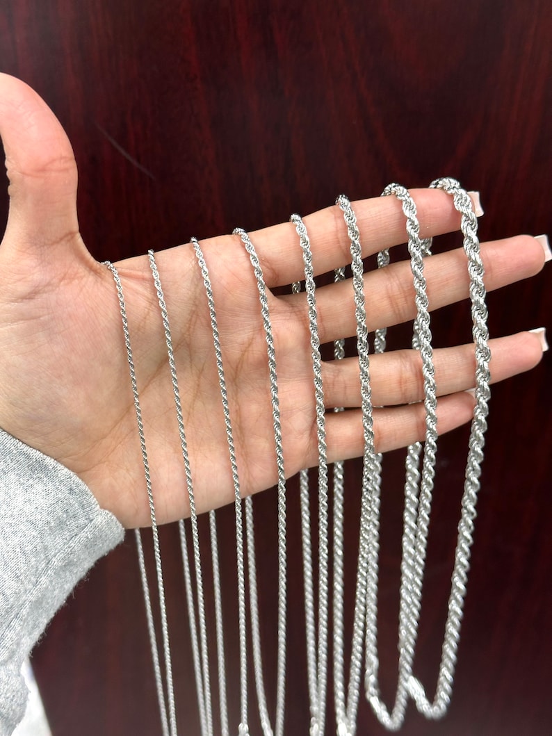 Rope Chain | Rhodium plated over 925 Sterling Silver | Rhodium Plated | ALL SIZES 16”, 18", 20", 22", 24" image 2