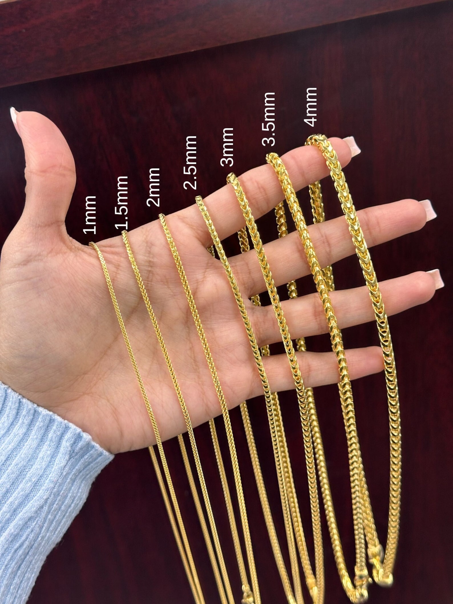 Solid Franco Chain Gold Plated Over 925 Sterling Silver ALL SIZES 16 ...