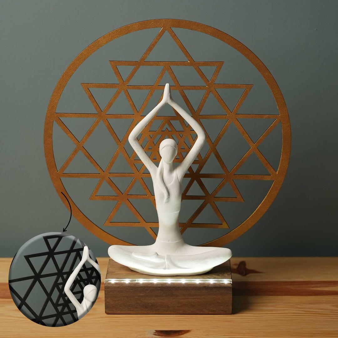 Yoga Poses Shri Yantra Lamps, Custom With Name, Add a Touch of Romance