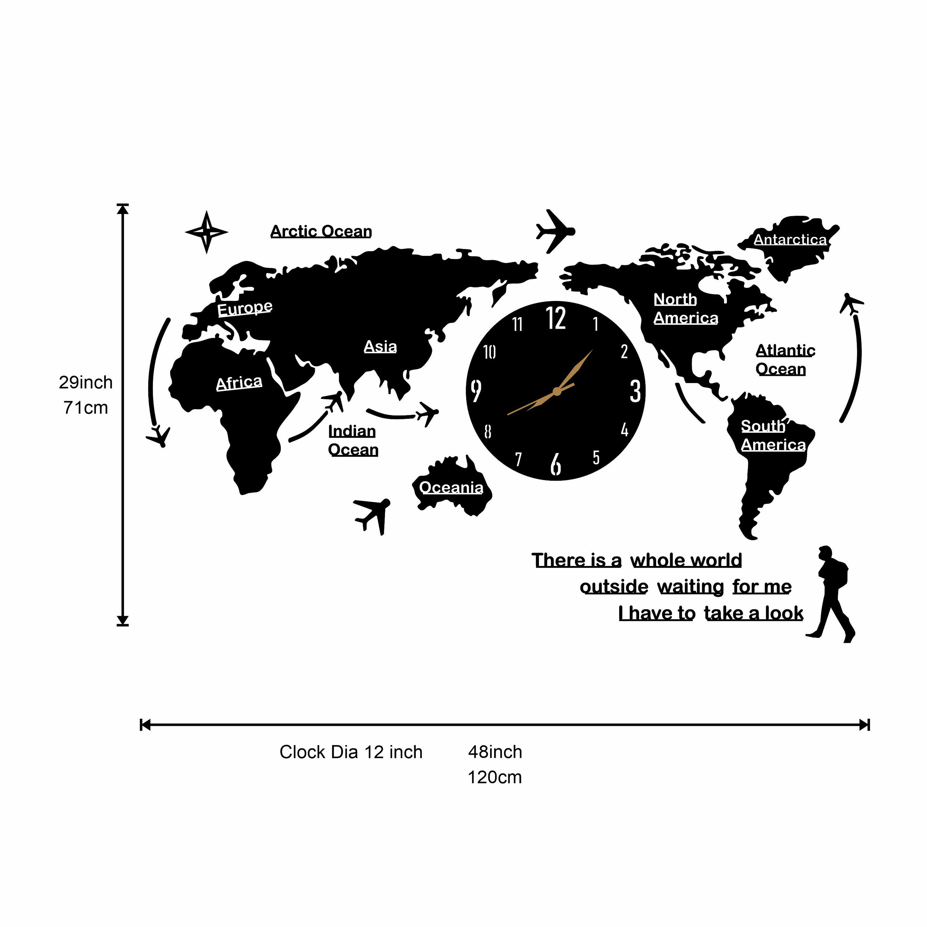 World Map Wall Clock Large Wall Clock Modern Wall Clock Etsy UK