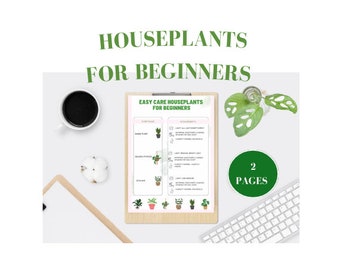 Easy Care Houseplants For beginner houseplant care digital download template guide on plant care guide