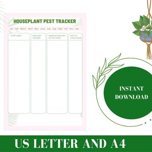 Houseplant Pest Tracker Template Printable for Houseplants Beginners ...