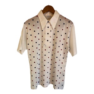 Camisa de poliéster de manga corta vintage DAMON de los años 70