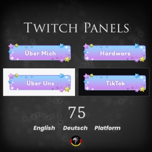 Cute Star Twitch Panels | English Deutsch German Platform | For Streamer