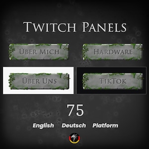 Realistic Overgrown Stone Plate Twitch Panels | English Deutsch German Platform | For Streamer