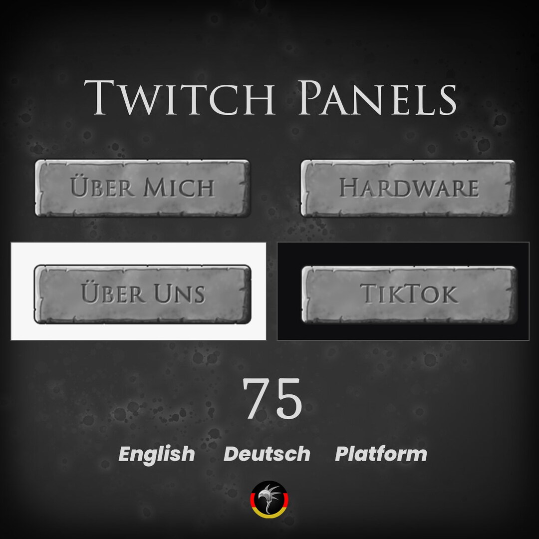 Comic Stone Plate Twitch Panels | English Deutsch German Platform | for ...
