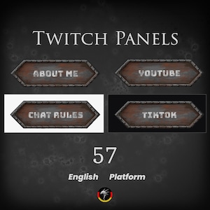 Rusty Metal Sign Twitch Panels | English Platform | For Streamer