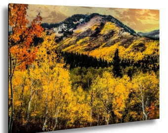 Wasatch Mountains herfst landschapsfotografie print: Utah herfstkleuren muurkunst