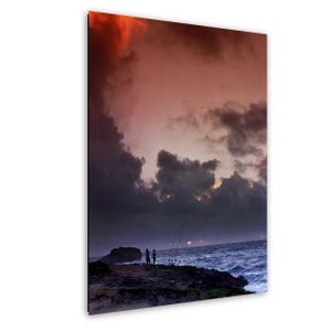 Hawaiian Coast Photography Print: Moody Seascape, Fishermen at Dawn