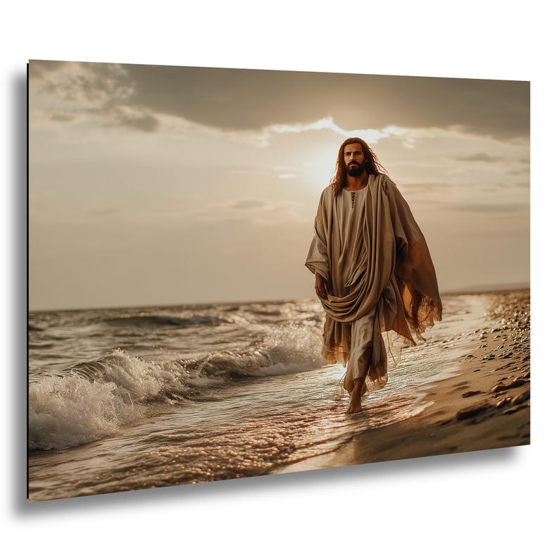 Christian Art; Jesus Christ; Walking Along the Sea of Galilee ...