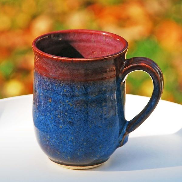 Handmade purple and blue ceramic coffee mug, stoneware tea cup, decor wedding gift, food safe, wheel thrown mug, glazed pottery coffee mug