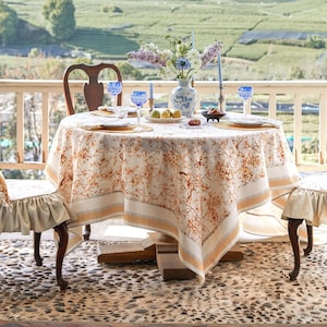 Floral and Butterfly Pattern Tablecloth, Custom Size, Waterproof Table Cover, French Country Elegance, Romantic Cottagecore Decor